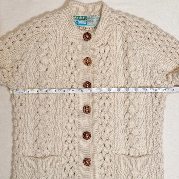 VTG John Molloy Cream Irish Wool Fisherman Knit Cardigan Sweater Size 34 | XS/S - Picture 10 of 12